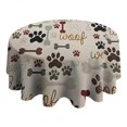 thumbnail image 4 of Paw Prints and Bones Round Tablecloth 60"x60",Wrinkle Wipeable Table Cloth for Kitchen Dining Room Picnic Patio Party, 4 of 6
