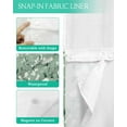 thumbnail image 3 of No Hook Shower Curtain with Snap-in Liner, Spring Floral Waterproof Fabric Bathroom Curtains, Teal White Summer Botanical Watercolor Bath Curtains & Mesh Top Window 72"x78" Long, 3 of 6