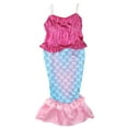 thumbnail image 3 of xingqing 4-12 Years Toddler Girls Mermaid Sequined Swimsuit, Strap Fish Scale Net Tail Skirt for Cosplay  Pink blue 11-12 Years, 3 of 5