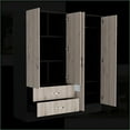thumbnail image 2 of Chests & Wardrobes | Ron 70.8” Armoire with Drawers & Mirrored Cabinet | Black/Light Gray | Engineered Wood, 2 of 7