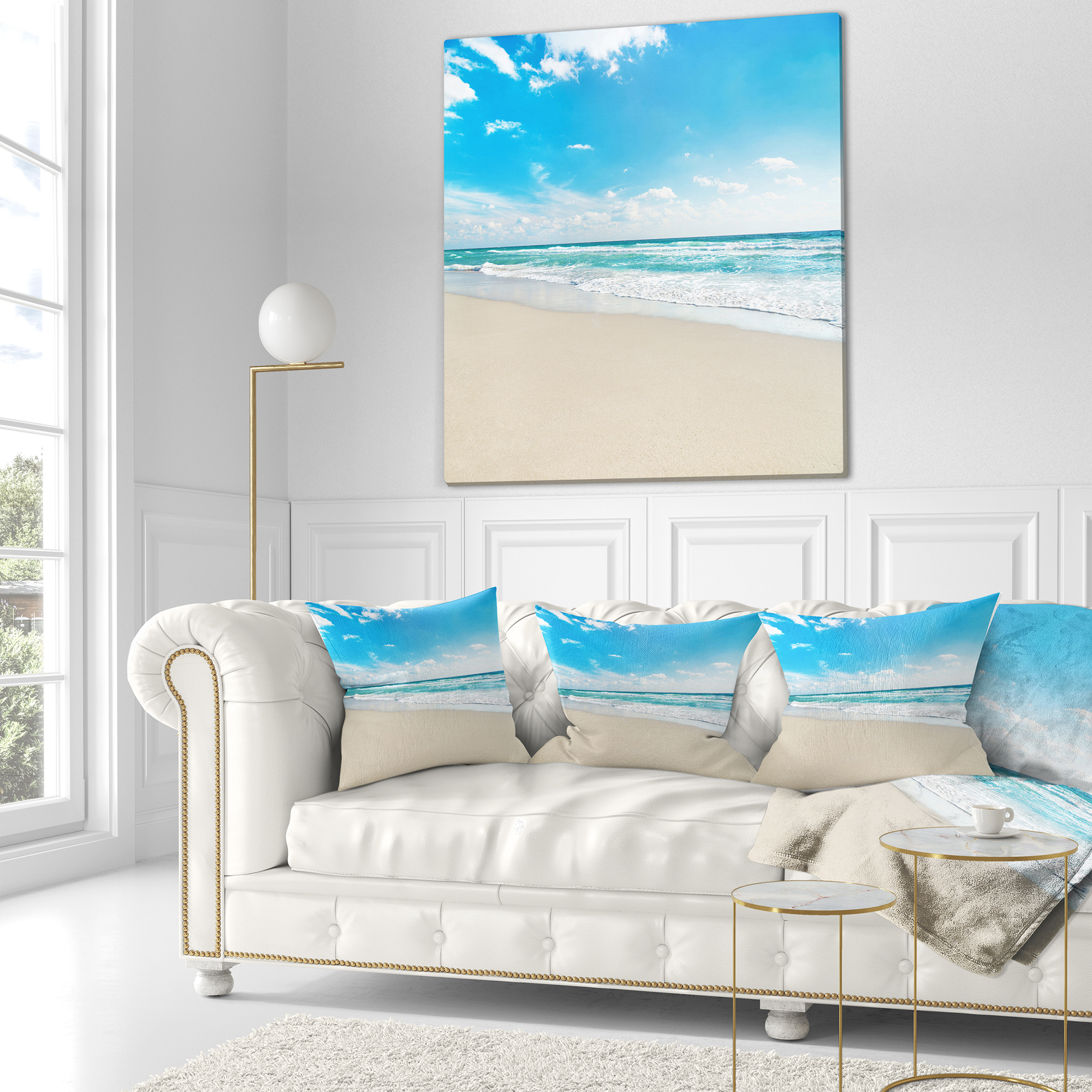 Designart 18" x 18" Blue Polyester Throw Pillow