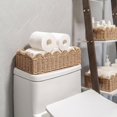 thumbnail image 4 of Juego de cesta de almacenamiento de cesta de cuerda de papel con asas de madera for organizar papel higiénico sobre estante de inodoro, 4 of 6
