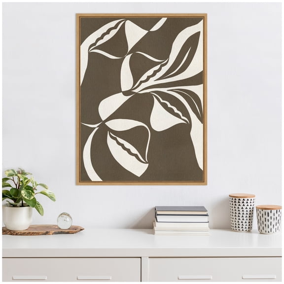 Kate and Laurel Boundby Beauty 8 Framed Canvas Wall Art by Shatha Al Dafai 23 x 30 Sylvie Natural, Modern, Abstract Art for Wall Decor, Living Room, Bedroom