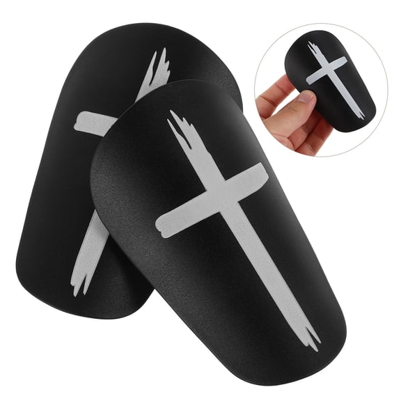 BESTYASH 1 Pair Shin Protectors Black PU Cross Design for Soccer Shin Boards Sports Activities Teens for Fan Gear