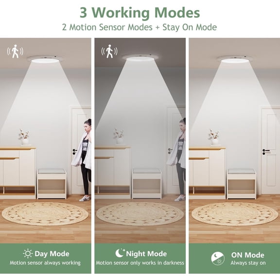 Battery Operated Motion Sensor Ceiling Light with Remote, USB Rechargeable Magnetic Closet Light 5 Color Temperatures Dimmable Timing Motion Activated Stairs Light for Pantry Porch- 2 Pack