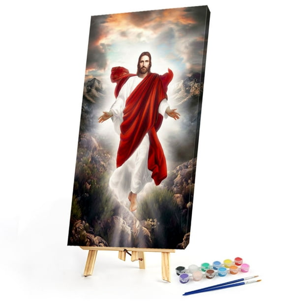 Cuadros Decorativos Kits de pintura al óleo de Jesús por números dibujo de lienzo para adultos y niños regalo sin marco JShteea Nuevos Originales
