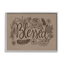 Blessed Flower Botanical Border Botanical & Floral Graphic Art Gray Framed Art Print Wall Art