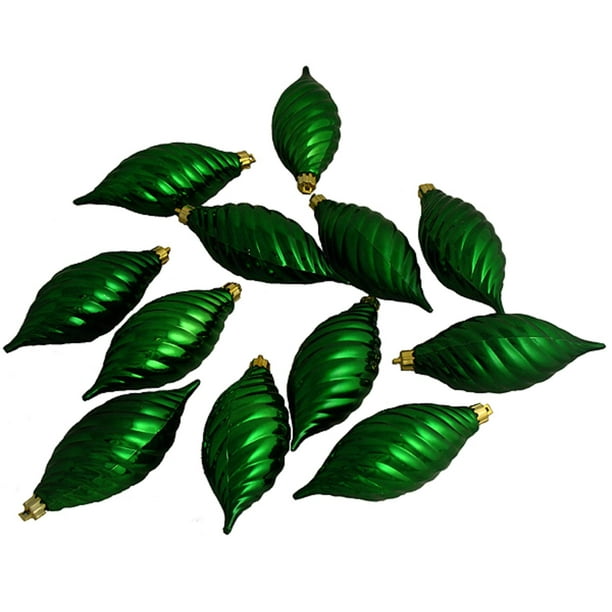 Club Pack of 12 Emerald Green Shatterproof Finial Christmas Ornaments 4