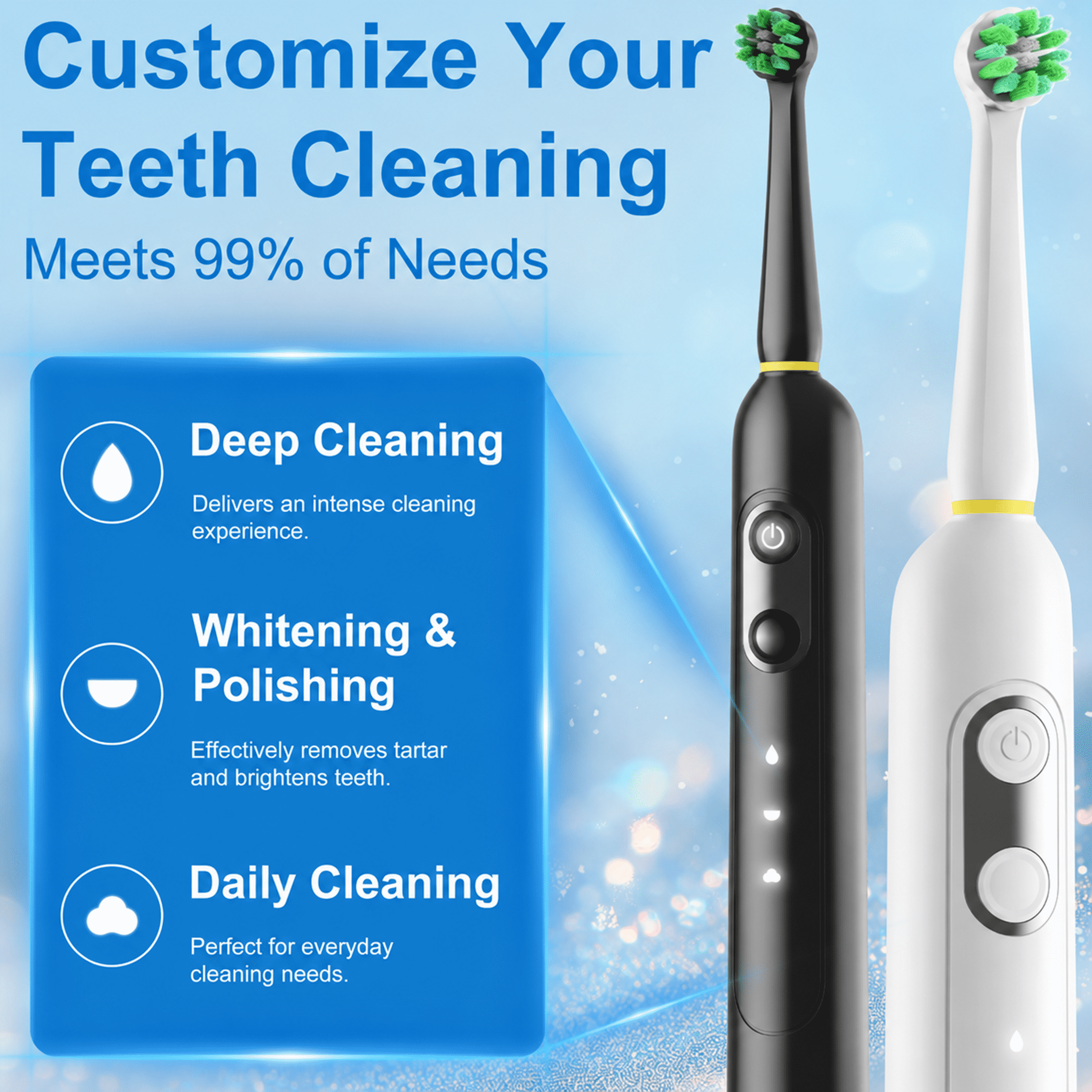 JUUTREN Electric Toothbrush for Adults and Kids，Rechargeable Sonic Toothbrush with 2 Brush Heads,3 Modes and 2-Minute Smart Timer Reminder