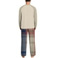 thumbnail image 7 of YueHuiYing Men's Pajamas Set 2 Piece Long Sleeve T-Shirt Loungewear Long Plaid Pants with Pocket, 7 of 7