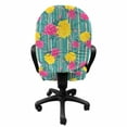 thumbnail image 3 of Flower Office Chair Slipcover, Retro Repetitive Pattern with Pink and Yellow Tone Roses on Striped Backdrop, Protective Stretch Decorative Fabric Cover, Standard Size, Multicolor, by Ambesonne, 3 of 5