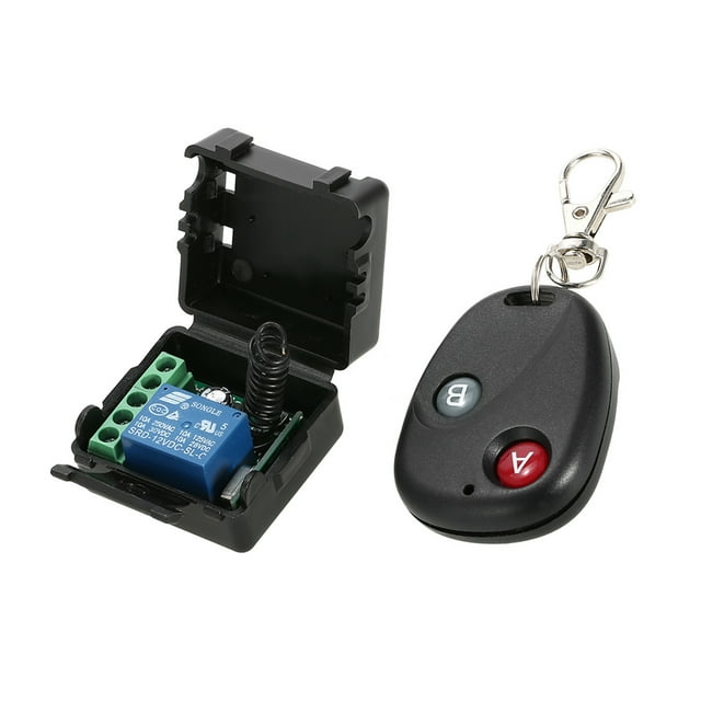 12V DC Single-Channel Remote Control Switch Kit (Model: AK-RK01SY-12+AK-BF02*1) with 433MHz Superheterodyne Receiver, 100m Open Area Range, 19 Remote Capacity, and 1 Transmitter – Ideal for Access
