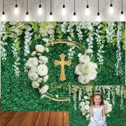 God Bless Backdrop Baptism Backdrop Party First Holy Communion Christening Banner Decor Flower Baby Shower Background Favors Gifts Supplies Photo Booth Props