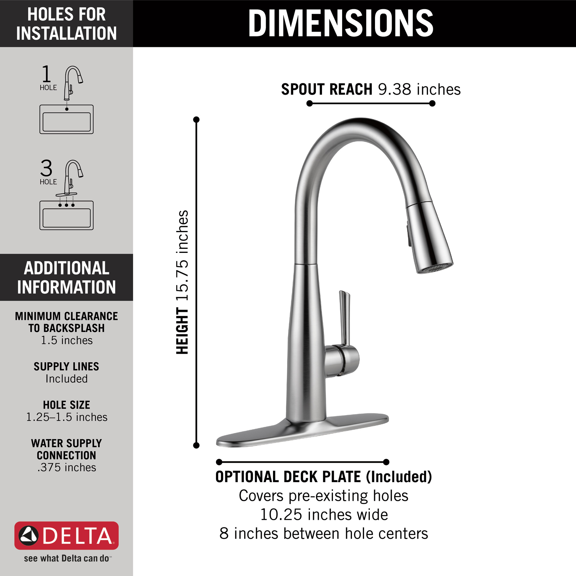 Delta Essa Single Handle Pull-Down Kitchen Faucet in Arctic Stainless  9113-AR-DST
