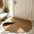 thumbnail image 5 of Scalloped Jute Look Rug, Textured Pineapple Weave Entryway Mat, Non Slip Indoor Doormat For Home, Mudroom Absorbent Wipe Pad, Boho Farmhouse Floor Covering, 5 of 6