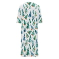 thumbnail image 7 of Women's Christmas Pajamas Dress Three Quarter Sleeves Crewneck Zip Up Home Pjs with Pockets White-10 M, 7 of 7