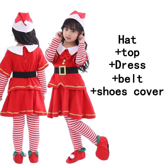 Baby Girls Christmas Santa Claus Costume Kids Cosplay Tutu Red Dresses Children Dress Up Clothes With Hat Carnival Party Gift