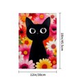 thumbnail image 4 of AMHNF Linen Garden Flag with Black Cat and Colorful Flowers for Spring Summer Home Outdoor Garden Yard Door Decor 12x18 inch, 4 of 5