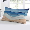thumbnail image 5 of Geometric Blue Throw Pillow Cover 20 x 30 Inch Decorative Pillow Cover Ocean Wave Stripes Modern Abstract Beach Lumbar Pillowcase Seasonal Rectangle Cushion Case for Couch Sofa Bed Living Room, 5 of 7