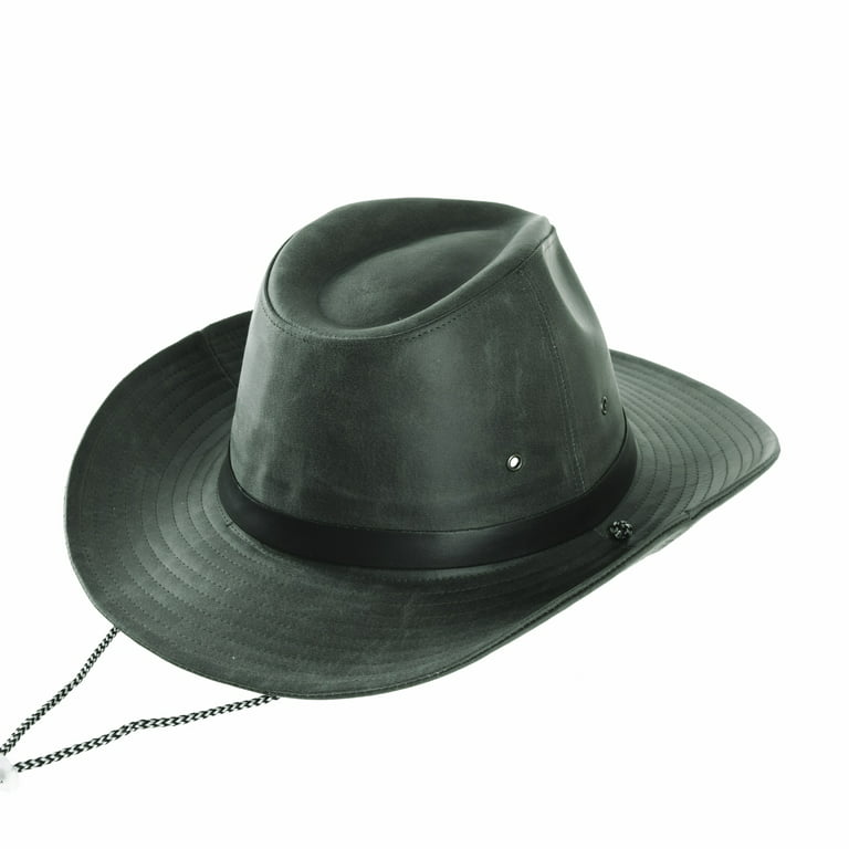 Withmoons Faux Leather Indiana Jones Hat Outback Hat Fedora CD8859 (Green), Size: Medium