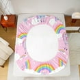 thumbnail image 5 of Manfei Cartoon Unicorn Twin Sheet Sets 3pcs for Kids Child, Cute Rainbow Stars Twin Fitted Sheet, Pink Flat Sheet for Girls Breathable Room Decor, 5 of 7