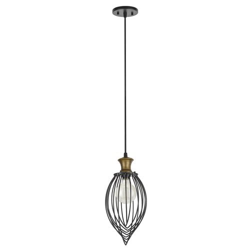Aspen Creative Oil Rubbed Bronze 61049, 1 Hanging Mini Pendant Ceiling Light, 7" Wide, Transitional Design Finish, with Metal Wire Shade, Wid