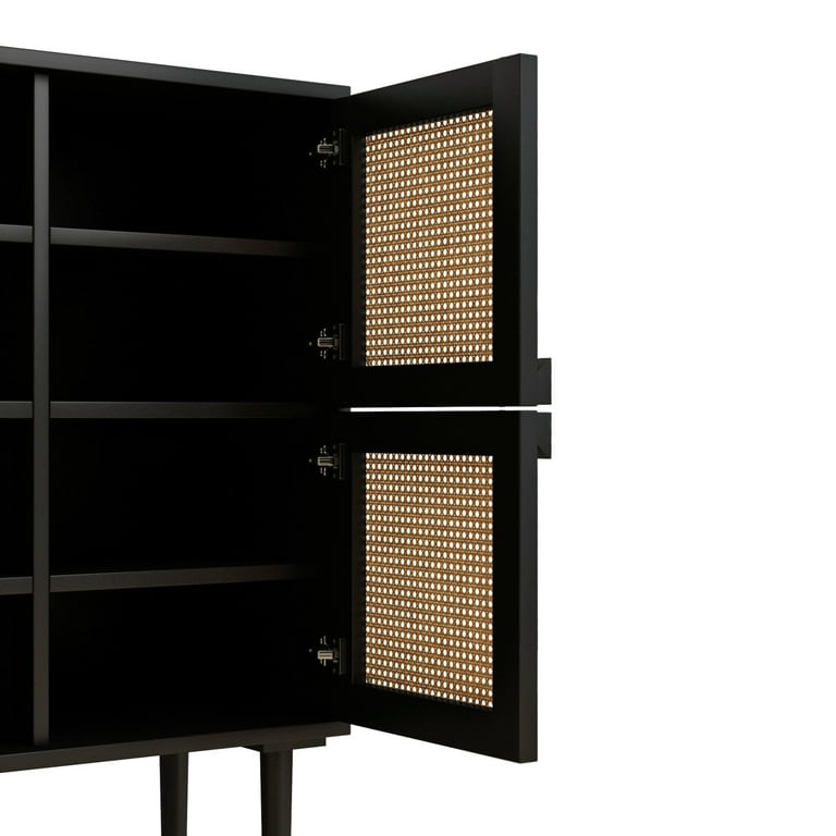 Rattan Shoe Cabinet 4-Tier Freestanding Shoe Rack With 2 Rattan Doors –  GiraTree