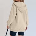 thumbnail image 3 of Textilo Women's Zip Up Hoodies Long Sleeve Drawstring Hooded Sweatshirt with Pockets Drop Shoulder Solid Color Track Jackets Y2k 2026 Casual Fall Winter Loose Fit Wear,Beige M, 3 of 4