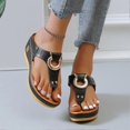 thumbnail image 2 of Outerwear Thong Toe Beach Sandals Solid Color Leather Tie Wedge Sandal for Valentine's Day Christmas Gift, 2 of 5