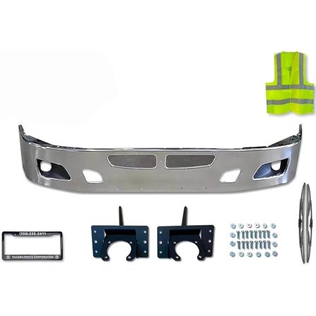 14" Chrome Steel One Piece Assembly Bumper & Mounting Brackets Set Compatible with T660 (Kozak)