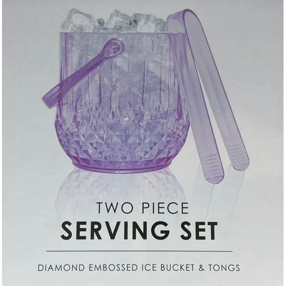 Diamond Embossed Ice Bucket & Tong Set