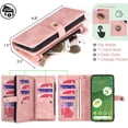 thumbnail image 2 of for Google Pixel 7A Wallet Case with Card Holder & Detachable Magnetic Phone Case,PU Leather Shockproof Protective Case with Wrist Strap,Pink, 2 of 15