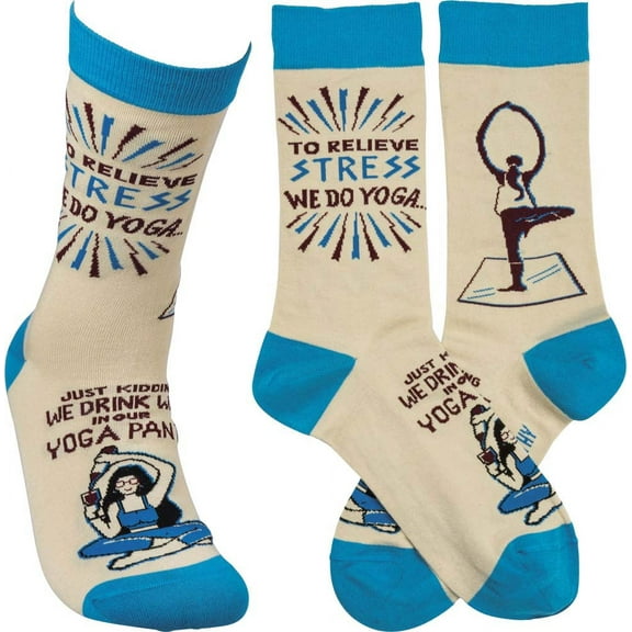 We Drink Wine In Our Yoga Pants Funny Novelty Socks by The Bullish Store