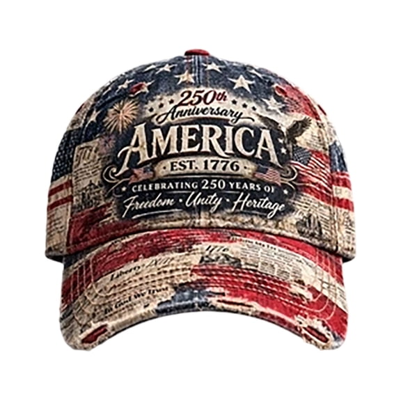 Vintage 250th Anniversary America Baseball Cap Adjustable Patriotic Sun Hat
