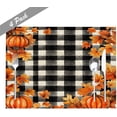thumbnail image 5 of Black and White Checkered Pumpkin Maple Leaves Kitchen Placemats 18"X12" Thanksgiving Vintage Table Mats Set of 4 Easy to Care for Dining Kitchen Restaurant Table, 5 of 6