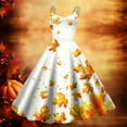 thumbnail image 2 of Women's Fashionable Thanksgiving Printed Strap Zipper Casual Retro Long Dress (4), 2 of 2