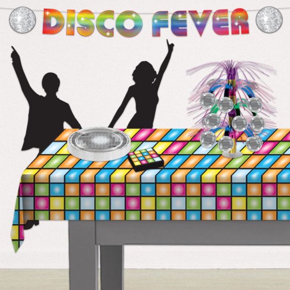 Beistle Disco Fever Disposable Tablecloth - 108" - Multicolor - Pack of 12