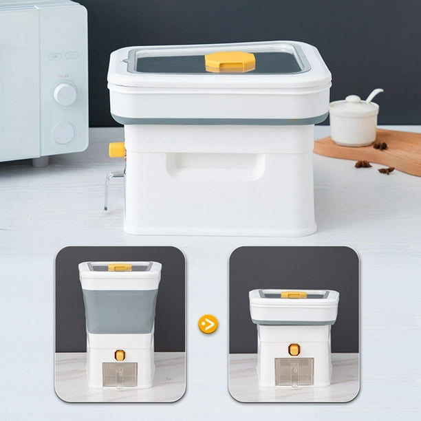 Dispensador de cereales, almacenamiento de alimentos, dispensador de arroz, automático, plegable, con taza medidora, de comida de gris Baoblaze almacenamiento dispensador de cereales
