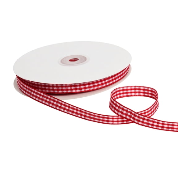 Gingham Ribbon Roll, 0.39 Inch Wide Polyester Checkered Ribbon with Woven Edge for Gift Wrapping and Crafts, 9 Colors Available for Holiday Decoration and DIY Projects