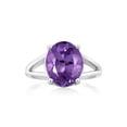 thumbnail image 3 of Gem Stone King 925 Sterling Silver Purple Amethyst Ring for Women | 4.60 Cttw | Gemstone February Birthstone | Oval 12X10MM | Available in Size 5,6,7,8,9, 3 of 5