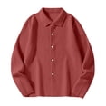 thumbnail image 5 of Zivyakyro Waffle Men Shirts Fall Button down Casual Long Sleeve Shirt Loose Collared Solid Red M, 5 of 7