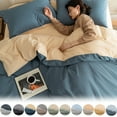 thumbnail image 1 of Bowayaoa Washed Polyester Bed Sheet Set Comfortable Soft Breathable Dorm Bedding Four Piece Bed Set with Pillowcases Stylish Modern Decor, 1 of 7