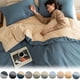 thumbnail image 1 of Juego de cama de 4 piezas de algodón lavado, blanco y azul, 180 x 220 cm. Sábanas suaves y transpirables para mayor comodidad en dormitorios Rkxzt, 1 of 6