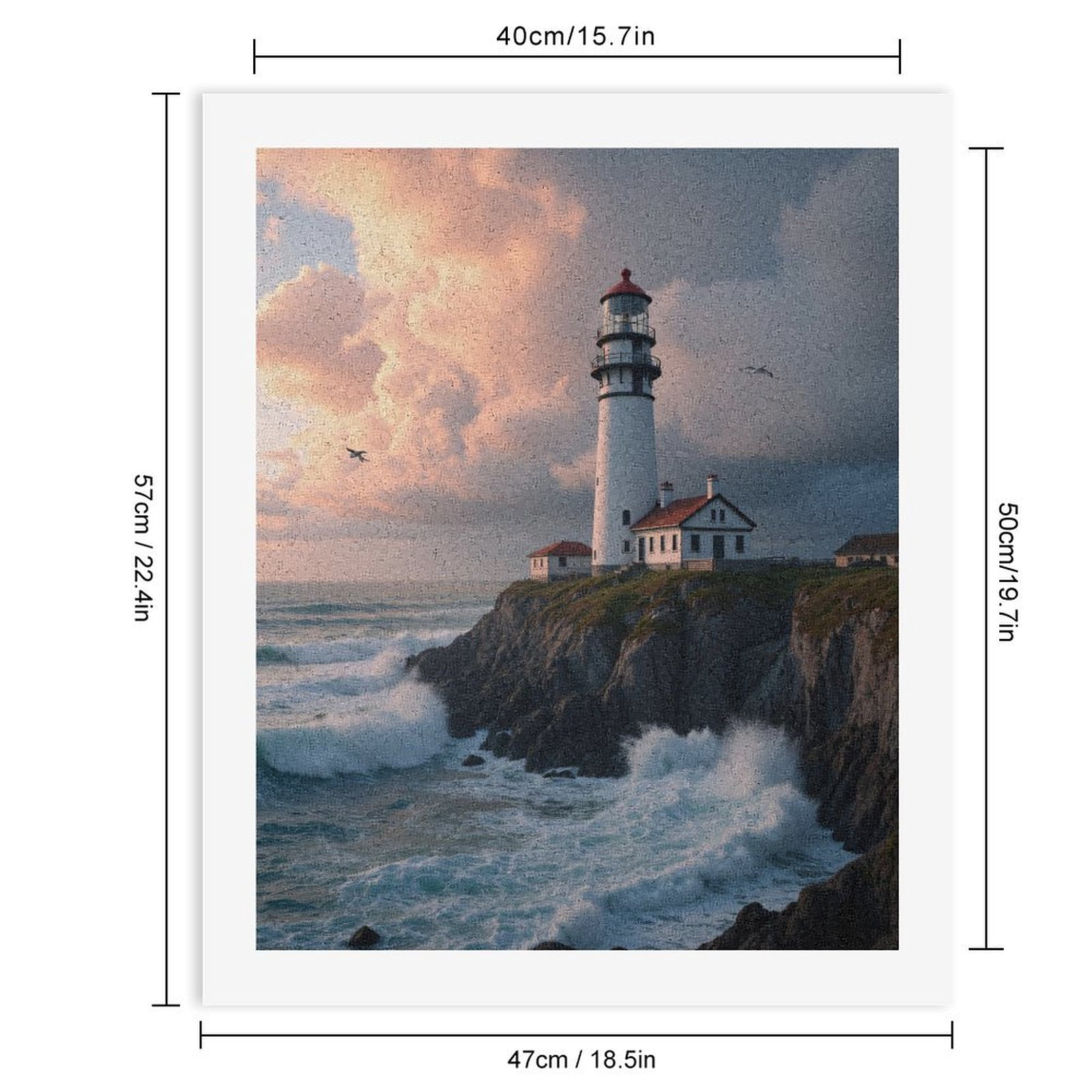 Paint by Numbers Kit for Adults, Lighthouse Ocean Waves Cliff Sunset Paint by Numbers, Easy Paint by Numbers Kit for Adults Beginner, DIY Adult Paint by Number Kits on Canvas, Home Decor