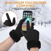 REDESS Womens Winter Gloves, Fleece Lined Touchscreen Windproof Gloves with Faux Fur Cuff