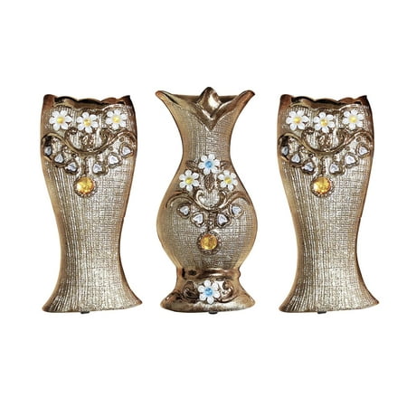- D'Lusso Designs 3 Piece Textured Embossment Decorative Vase Set - Weave