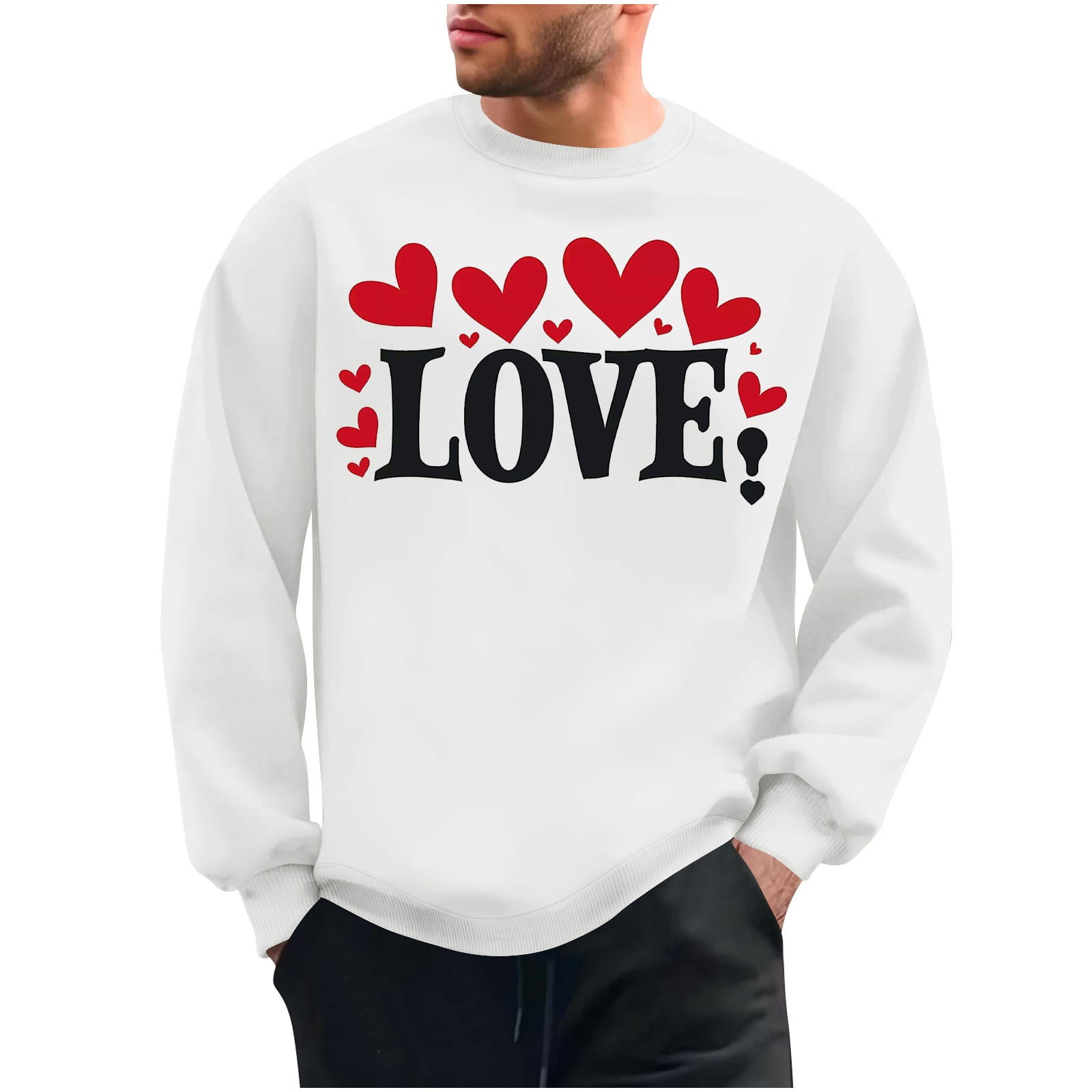 Jinhomg Mens Holiday Sweatshirt 2025 Trendy Valentine's Day Love