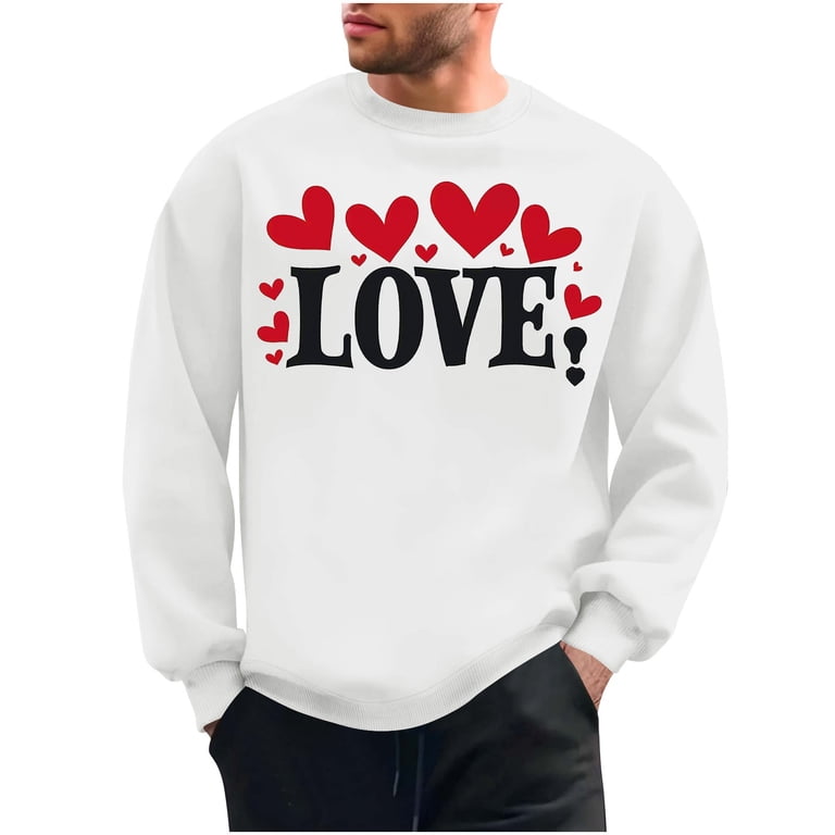 Jinhomg Mens Holiday Sweatshirt 2025 Trendy Valentine's Day Love