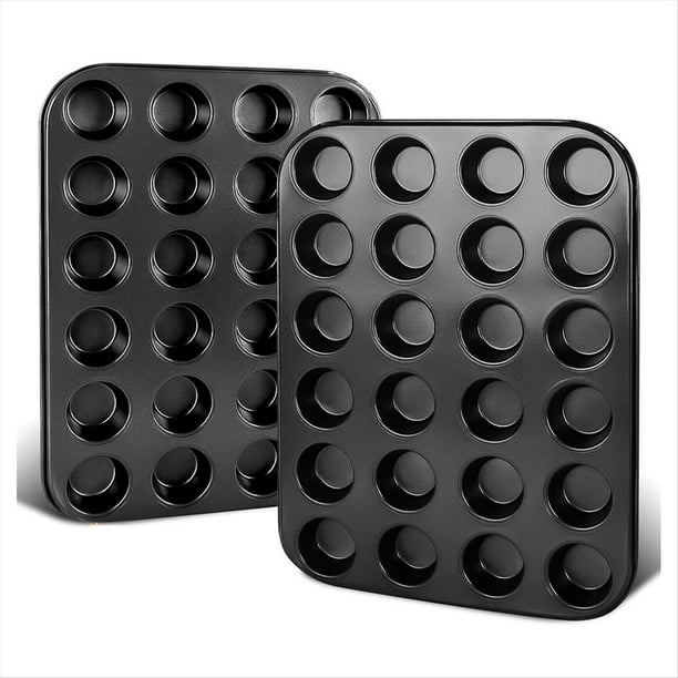 Paquete de 2 Utensilios para Hornear Premium Antiadherentes, 24 Tazas, Molde para Mini Muffins, Apto para Lavavajillas y Horno