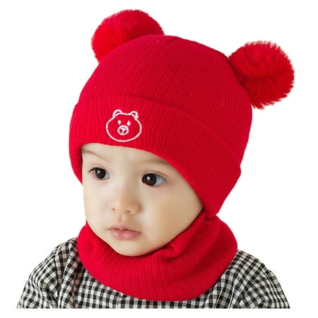 

Relanfenk Baby Hats Toddler Kids Boys Girl Pompon Winter Warm Knit Crochet Beanie Cap Scarf Hat